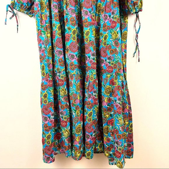 J.Crew Blue Multicolor Floral Tiered Maxi Dress Size Small - Picture 7 of 14